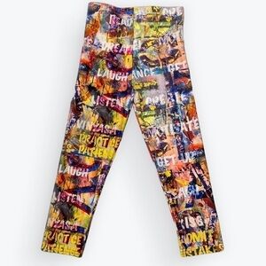 RoGa Wear Athletic yoga leggings graffiti Street Art, high waist crops small‍‍﻿﻿